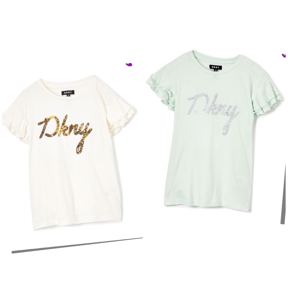 2 DKNY Ruffle-sleeve tee -Girls size XL 14/16